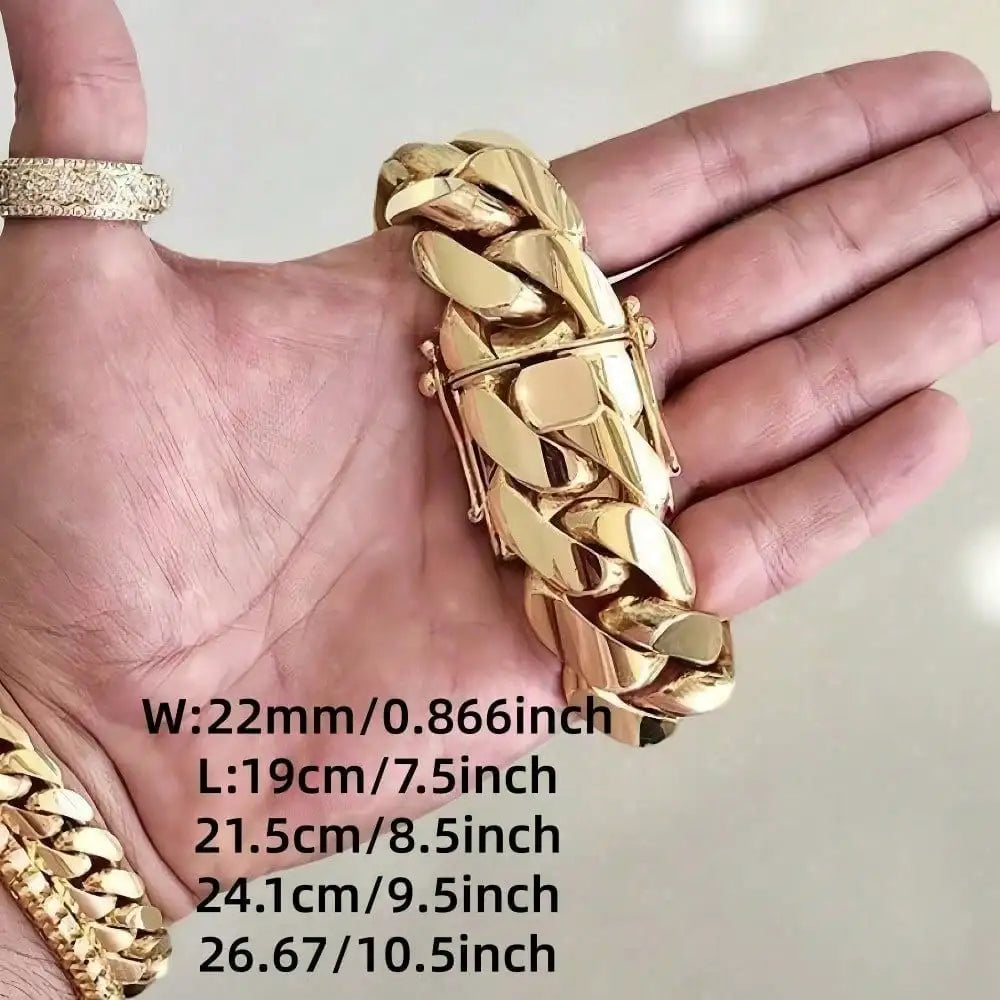 Stainless Steel Miami Link Chain Necklace for Men Jewelry
