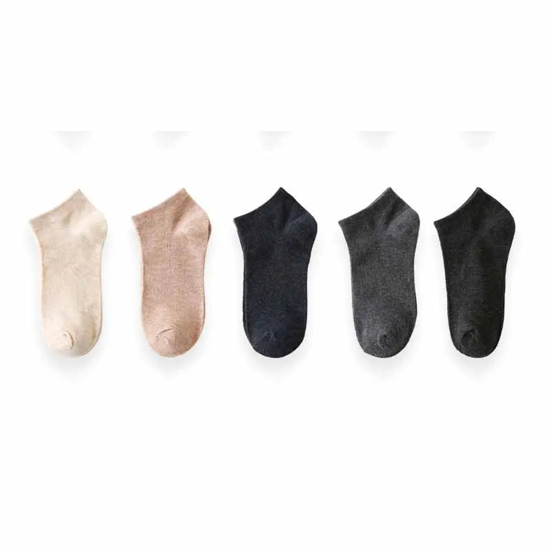Premium Cotton Men Socks Pack 5 Pairs Breathable Ankle Casual Socks