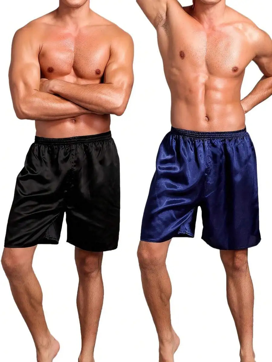 Mens Loose Ice Silk Shorts Summer Lounge Pajama Bottoms Comfortable Home Wear
