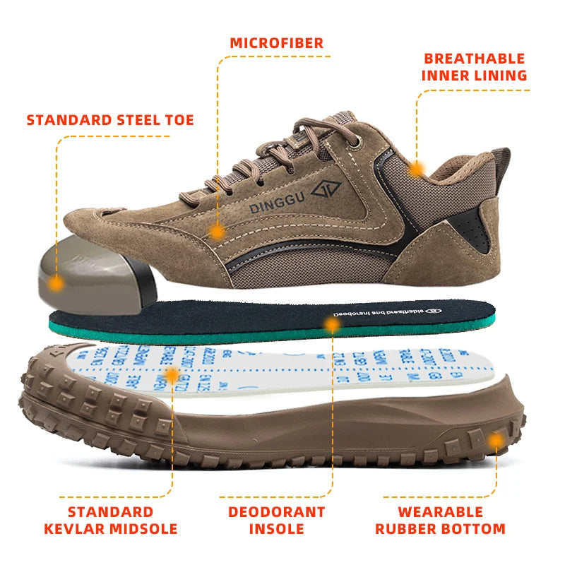 Mens Steel Toe Anti Puncture Breathable Safety Shoes Industrial Site