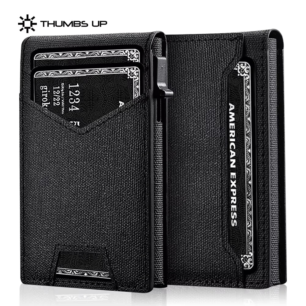 IWANTIT Minimalist Cardholder Wallet With Card Ejector RFID Blocking