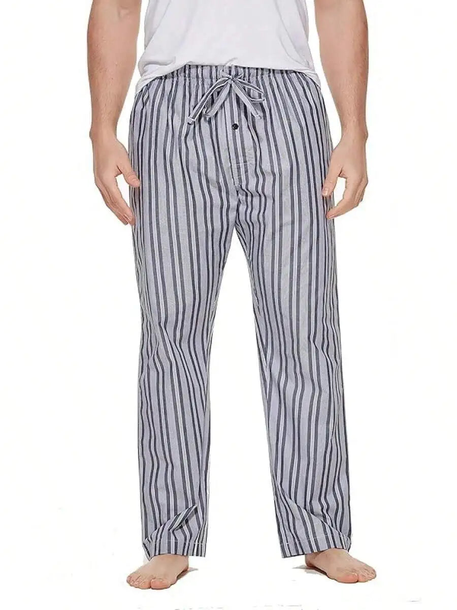 Mens 100% Cotton Plaid Woven Pajama Pants Sleep Lounge Pants