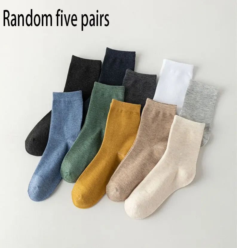 Premium Cotton Men Socks Pack 5 Pairs Breathable Ankle Casual Socks
