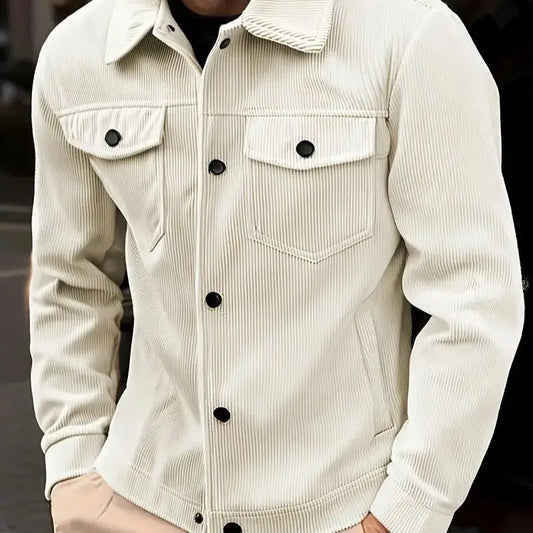 Men's Corduroy Jacket Outerwear Single Breasted Casual Winter