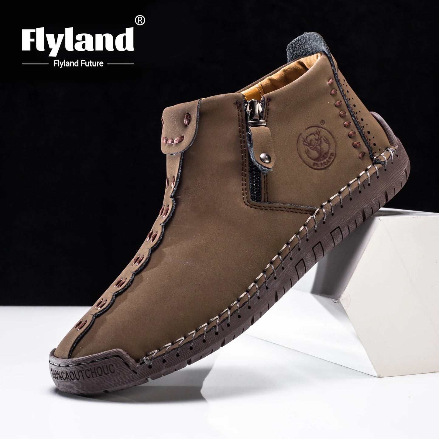 Flyland Men's Vintage Handmade Dress Chukka Boots for Casual Office