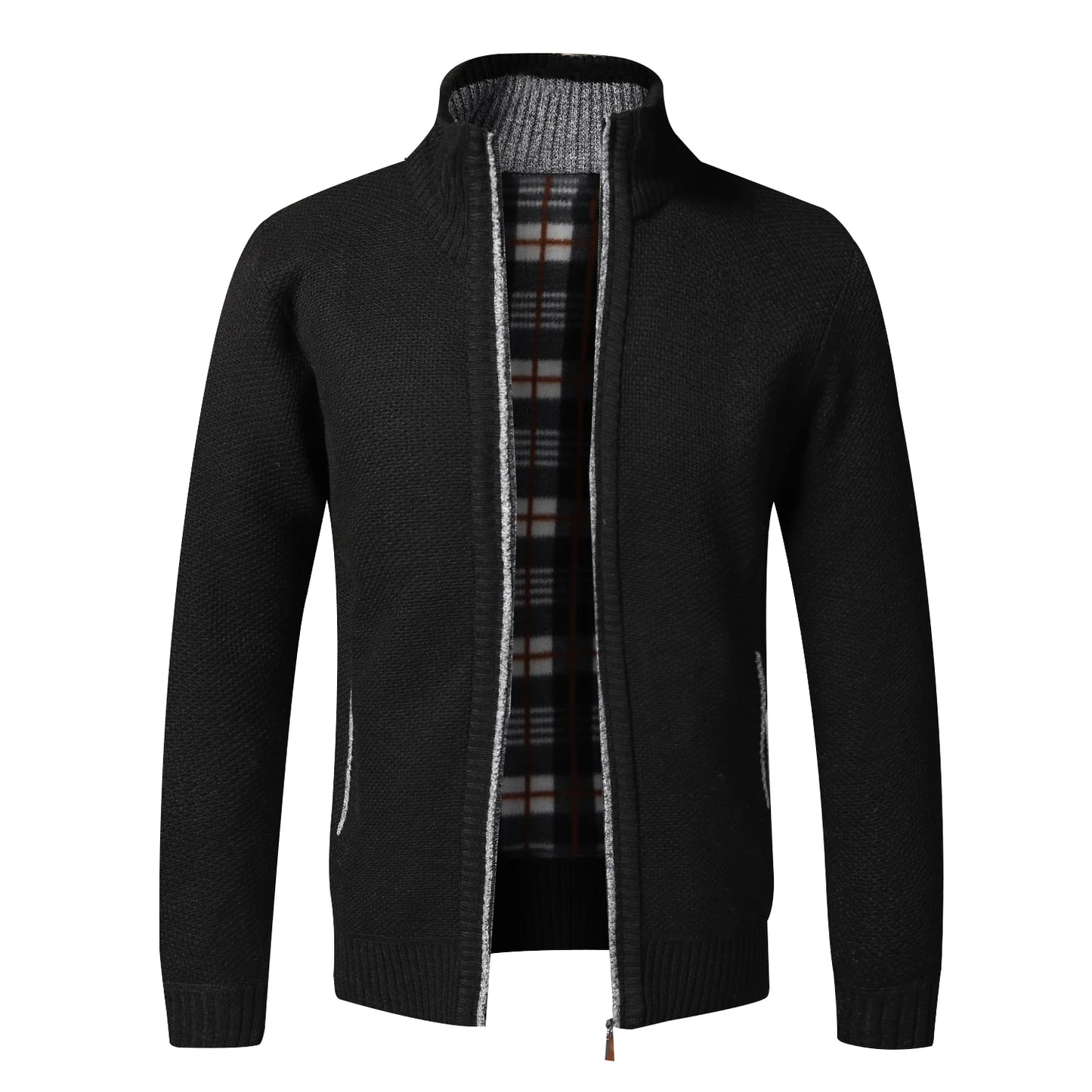 Men Fleece Cardigan Full Zip Knit Sweater Coat Autumn Winter