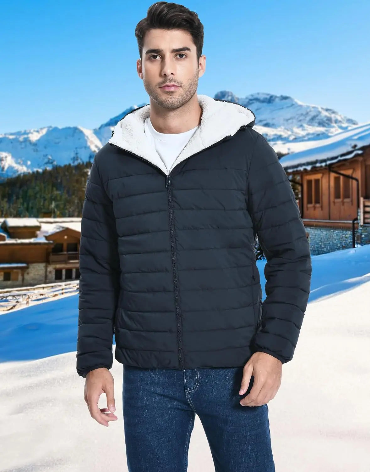 Pioneer Camp Men's Sherpa Lined Hooded Winter Puffer Parka