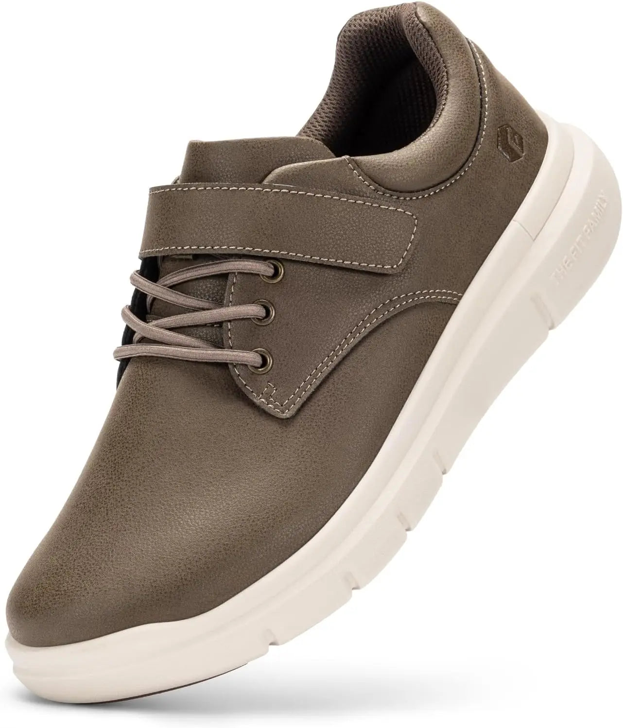 Fittington Mens Wide Width Leather Oxford Shoes Orthopedic Hook Loop