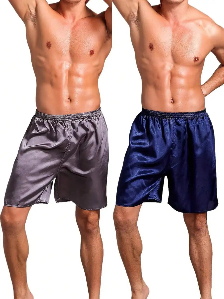 Mens Loose Ice Silk Shorts Summer Lounge Pajama Bottoms Comfortable Home Wear