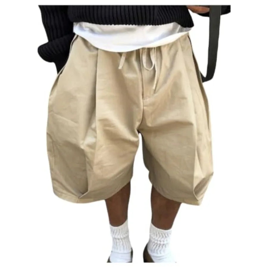 Men's Pleated Cargo Shorts Summer Casual Wide Leg Bermuda Jorts