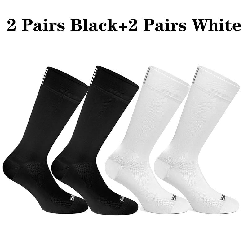 Men Cycling Socks Mesh Breathable Road Bike Socks 4 Pack