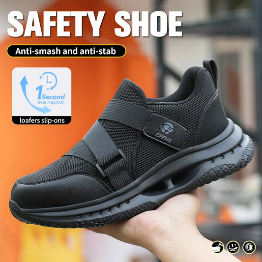 Men's Velcro-Fastened Breathable Casual Work Safety Shoes