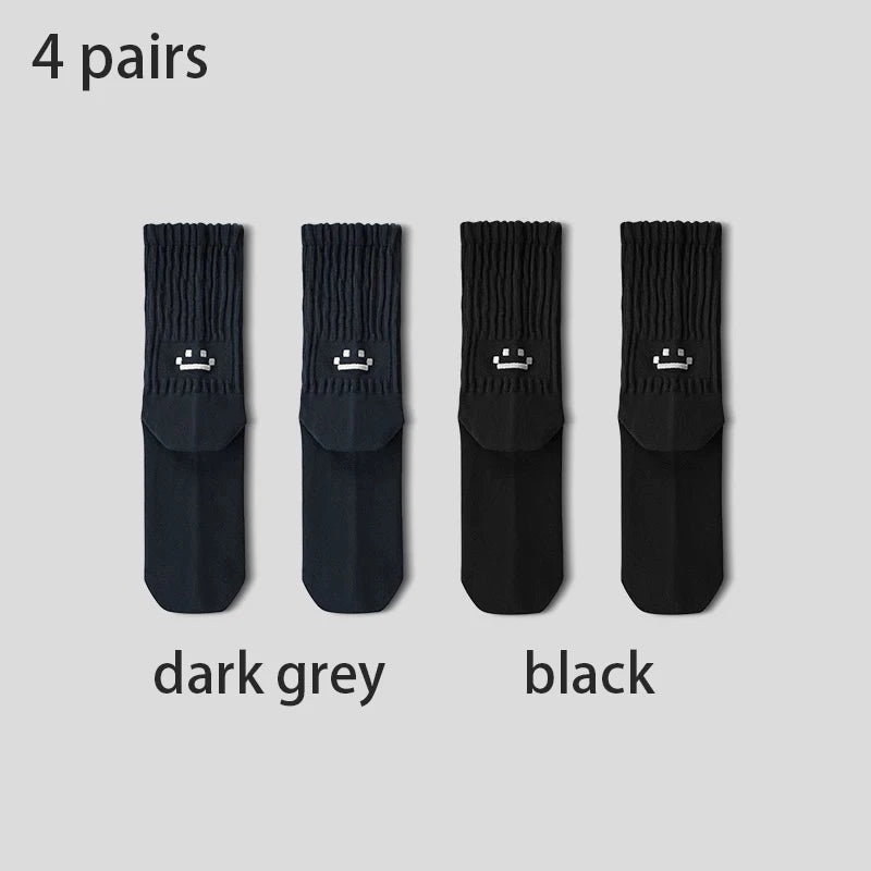 Men's Cotton Cushioned Crew Socks 4 Pairs Breathable Daily Wear