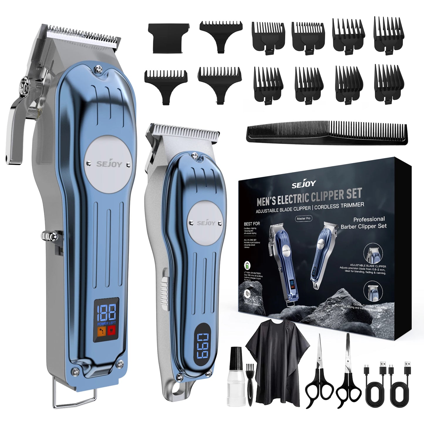 Sejoy Professional Hair Clipper Kit Cordless Rechargeable For Men Barber