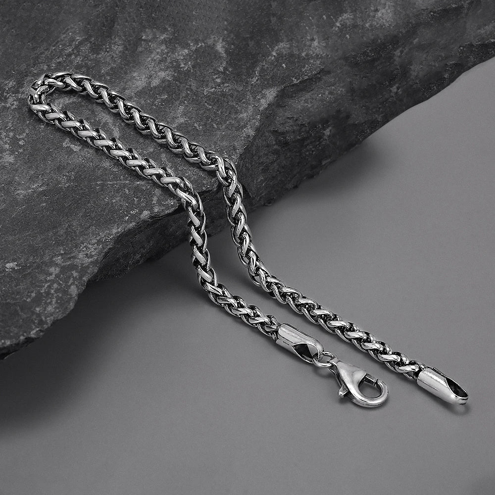 GQTorch 925 Sterling Silver Wheat Chain Bracelet For Men