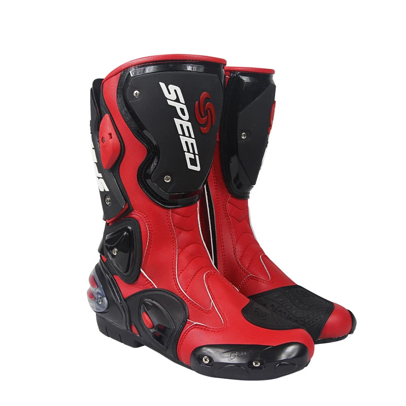 Leather Motorcycle Boots Rubber Outsole Unisex Ankle High