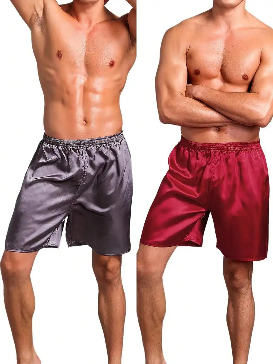 Mens Loose Ice Silk Shorts Summer Lounge Pajama Bottoms Comfortable Home Wear