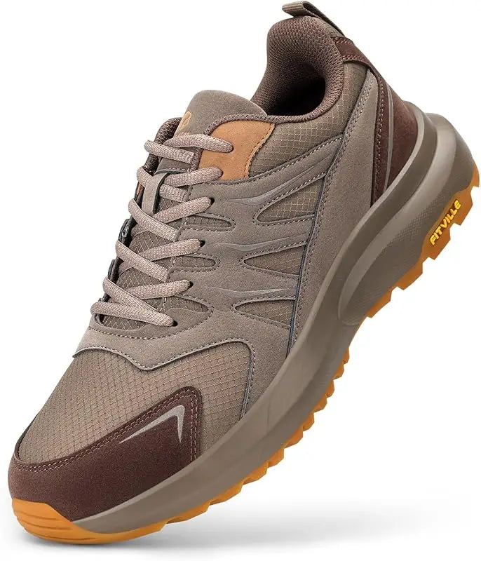 FitVille Mens Hiking Running Sneakers With Built In Arch Support
