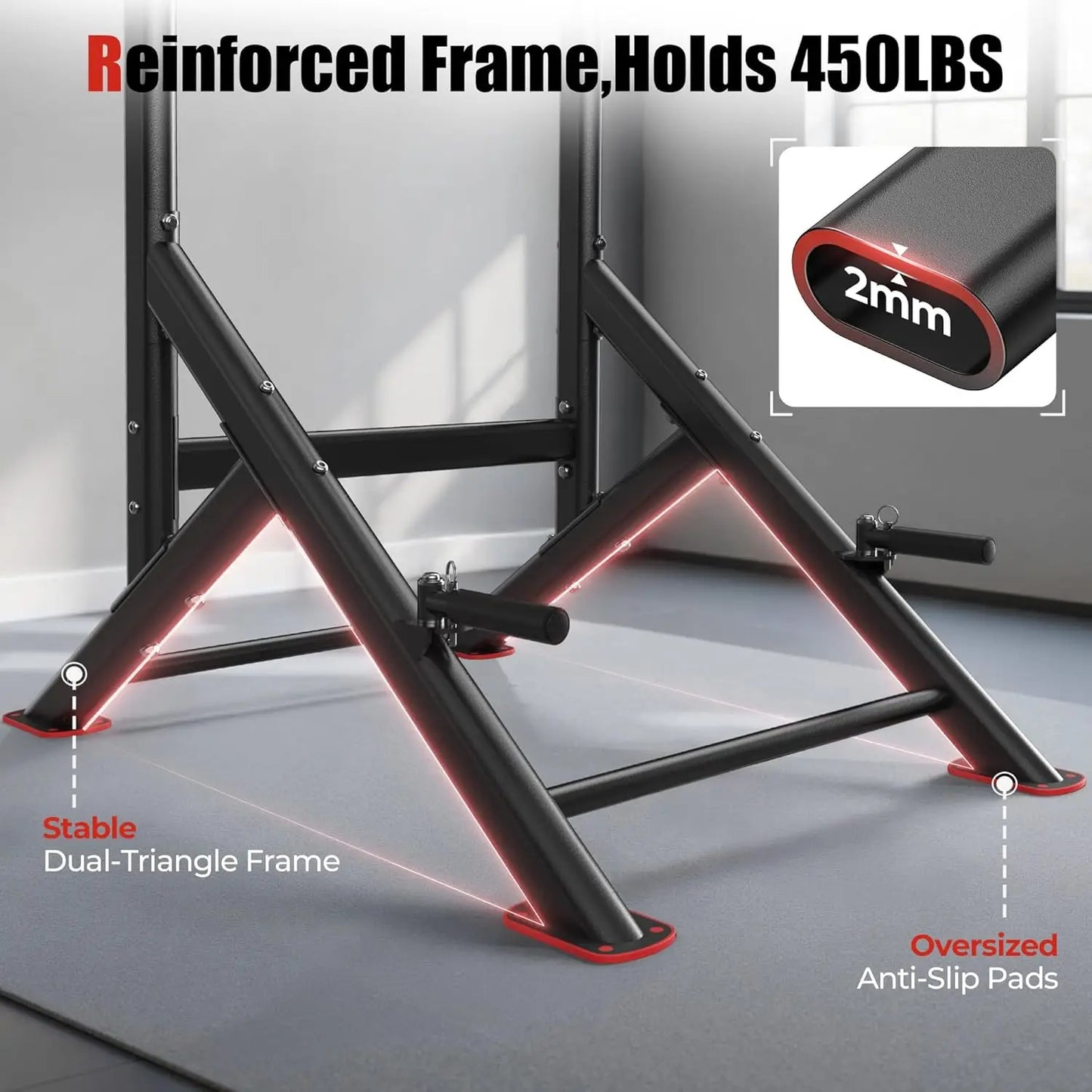 450Lb Capacity Power Tower Pull Up Dip Station Home Gym