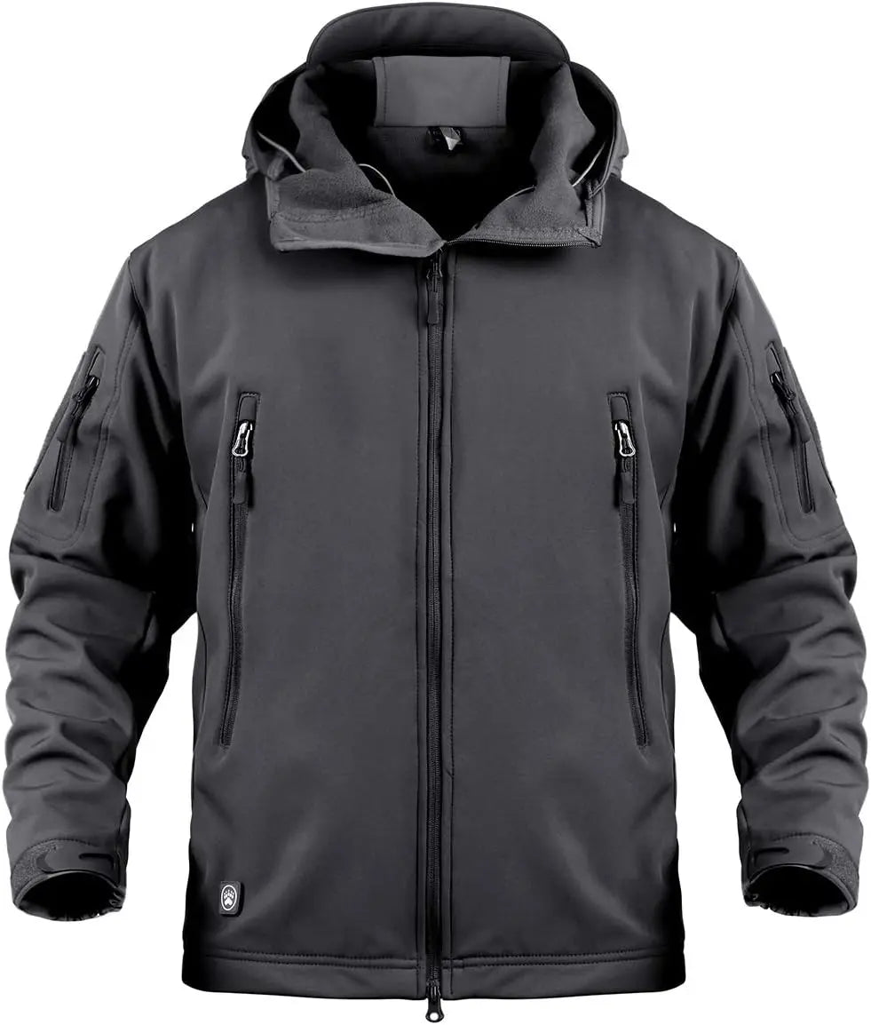 Men's Military Tactical Softshell Jacket With Fleece Hooded Coat