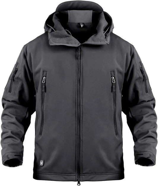 Men's Military Tactical Softshell Jacket With Fleece Hooded Coat