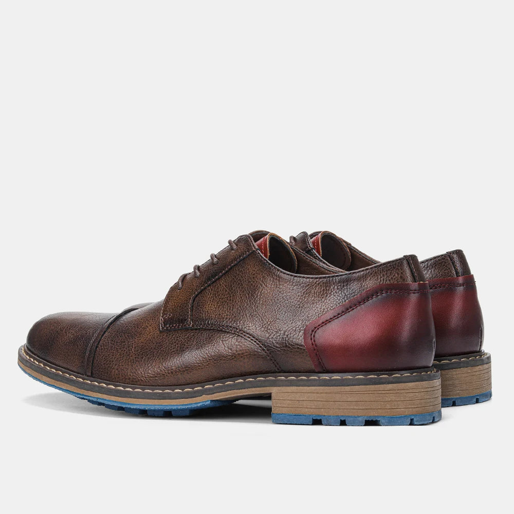 Hecrafted Retro Leather Cap Toe Oxford Mens Casual Shoes