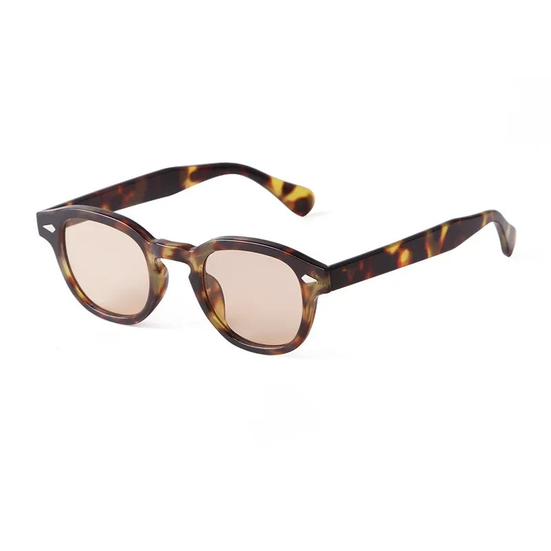 RPXBGUCKARHG Vintage Shell Round Sunglasses Unisex UV400 Rivet Design