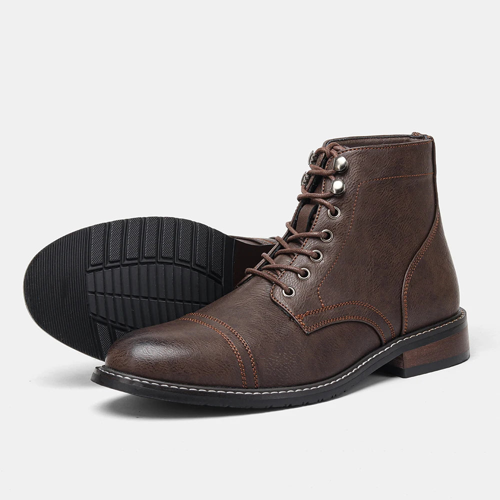 Hecrafted Western Style Ankle Boots For Men Comfortable Classic