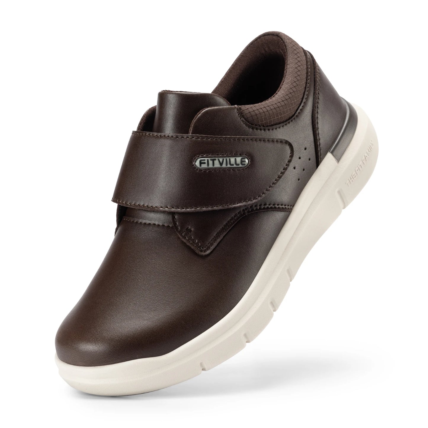 Fitville Men's Wide Leather Diabetic Slip On Shoes For Orthopedic Feet