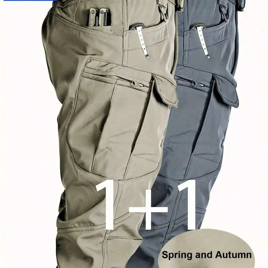 Mens Cargo Pants Elastic Waist 2 Pack Multi Pocket Breathable