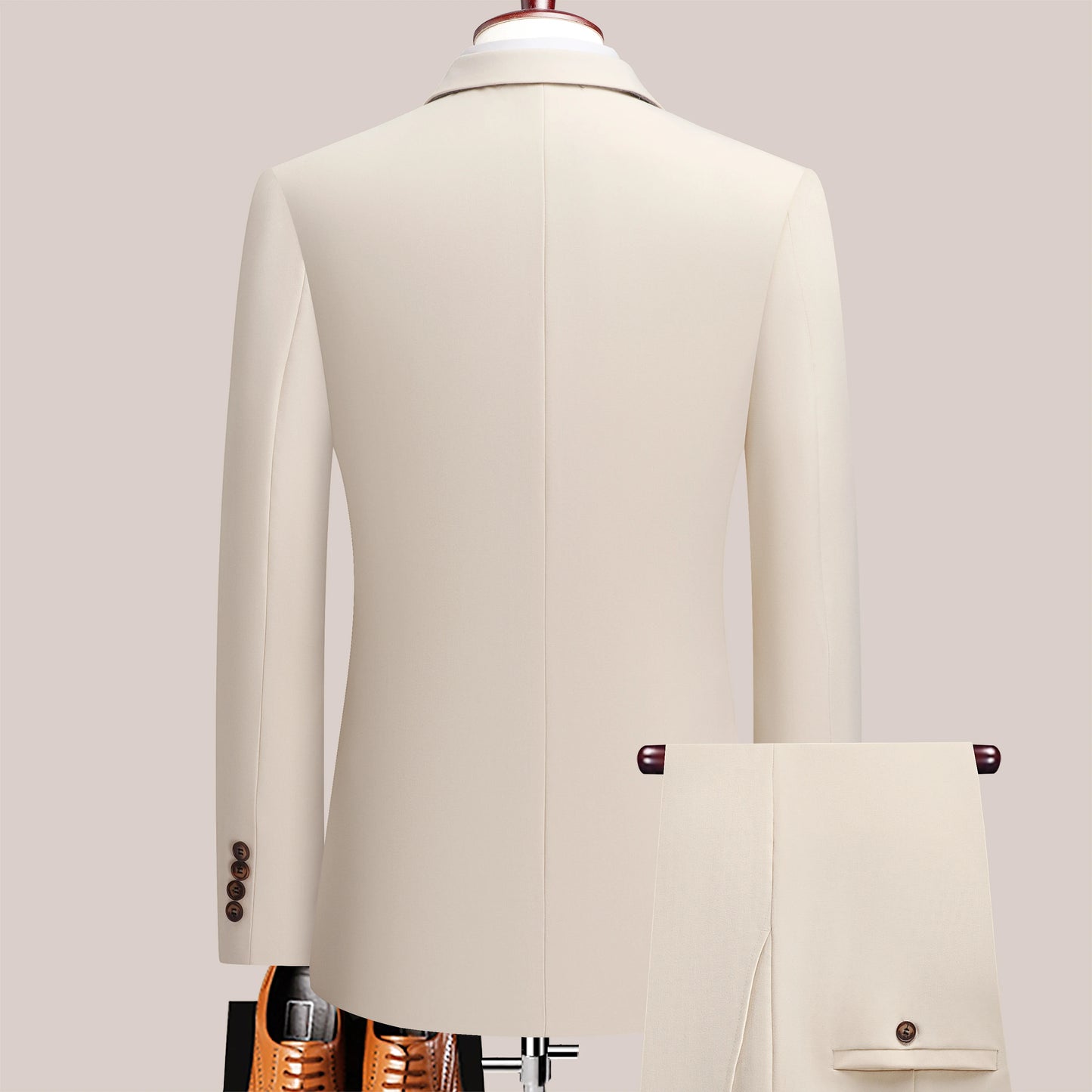 Men's Four Seasons Slim Fit Double Breasted Two-Piece Suit Lapel