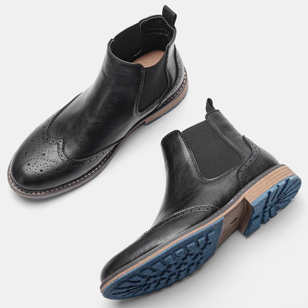 Hecrafted Chelsea Boots for Men Retro Comfortable Leather Ankle Boots