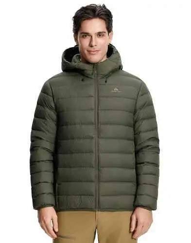 Pioneer Camp Men's Lightweight Packable Down Puffer Jacket With Hood