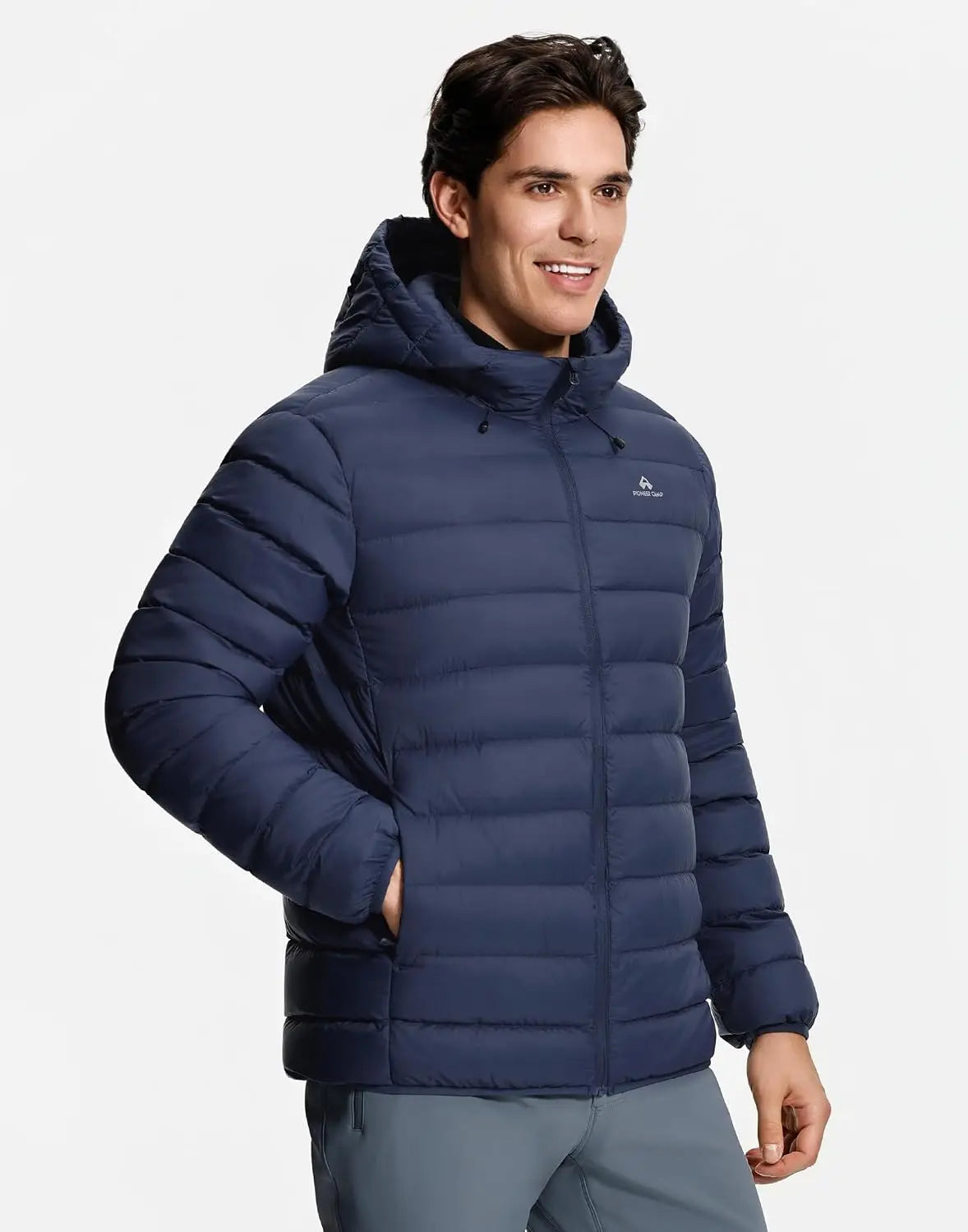 Pioneer Camp Men's Lightweight Packable Down Puffer Jacket With Hood