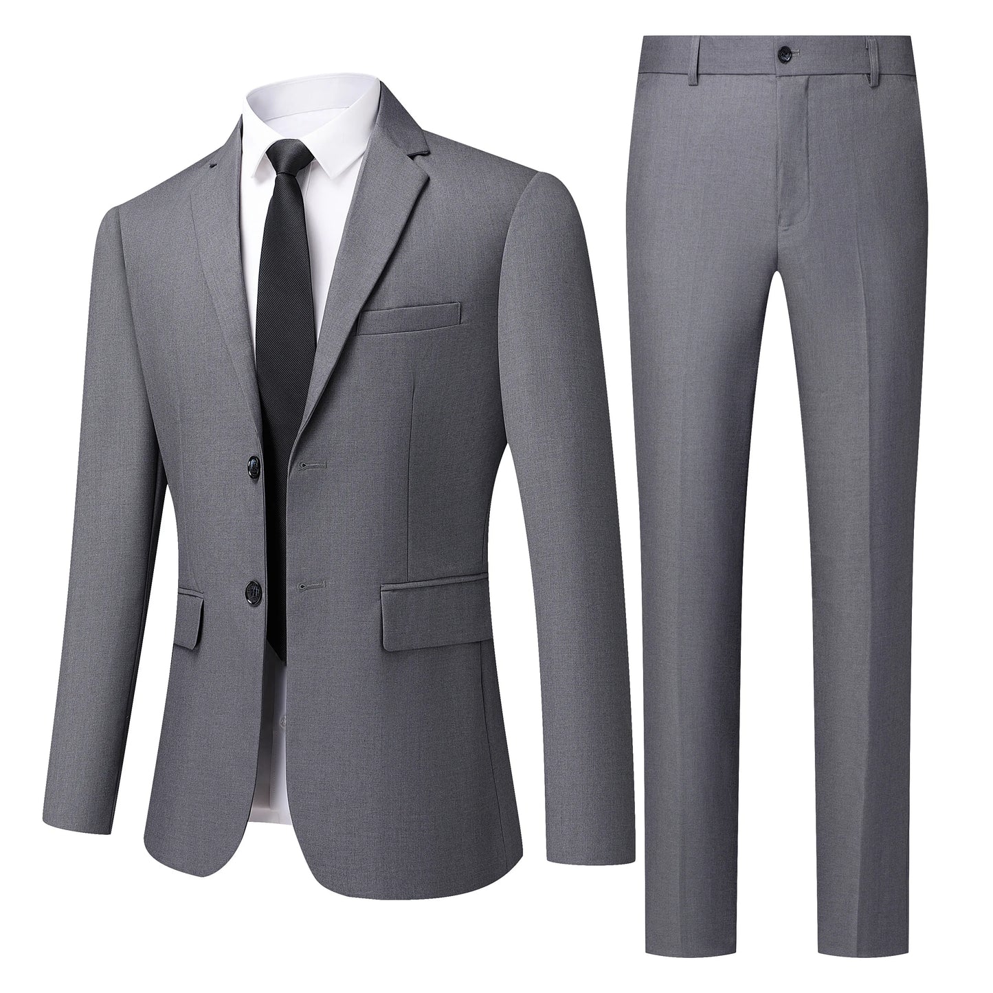 Men's Four Seasons Slim Fit Two Piece Suit Anti Wrinkle Polyester