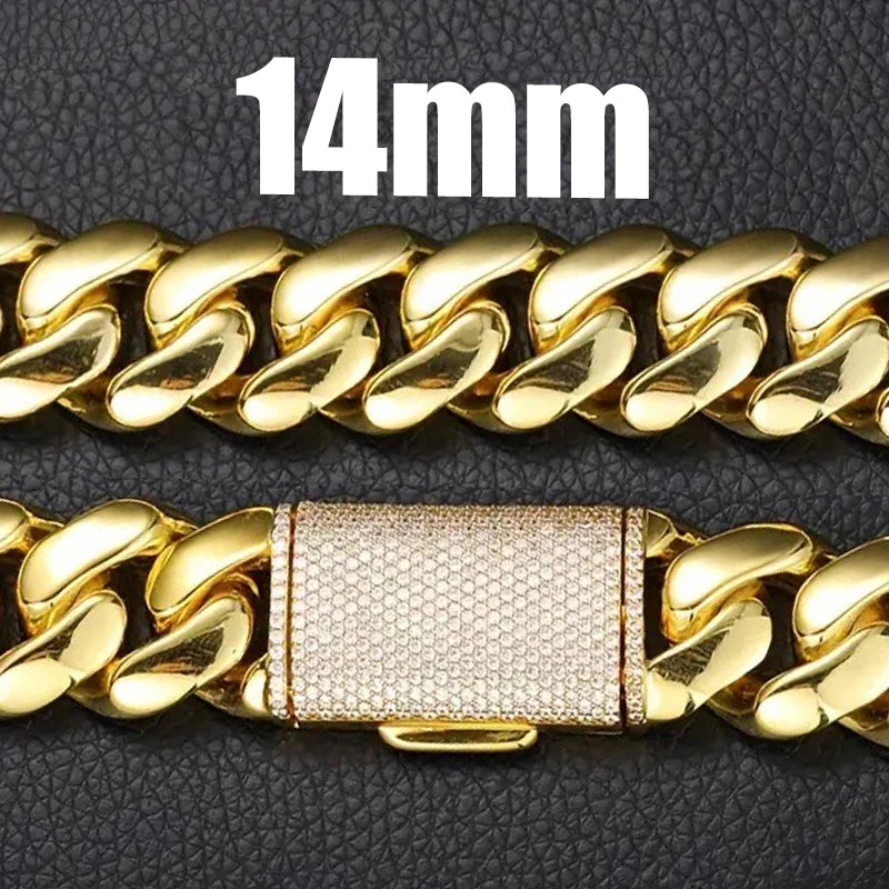 Hip Hop Bling Iced Out Gold-Plated Cuban Miami Link Necklace
