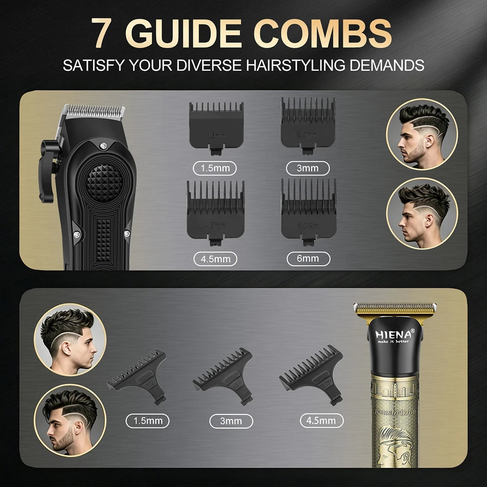HIENA 3 In 1 Trimmer Set For Men USB Rechargeable Hair Beard Nose Trimmer