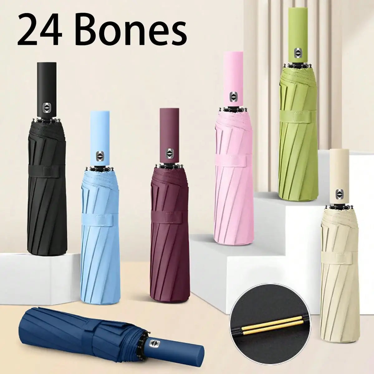 Fully Automatic Windproof 24 Rib Compact Folding Umbrella