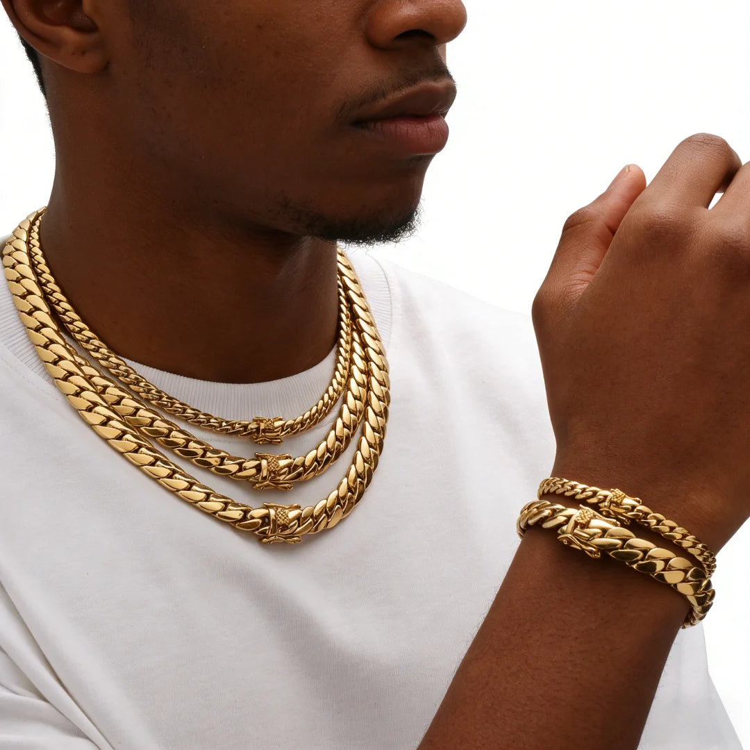Trendy Hip Hop Stainless Steel Cuban Link Chain Necklace