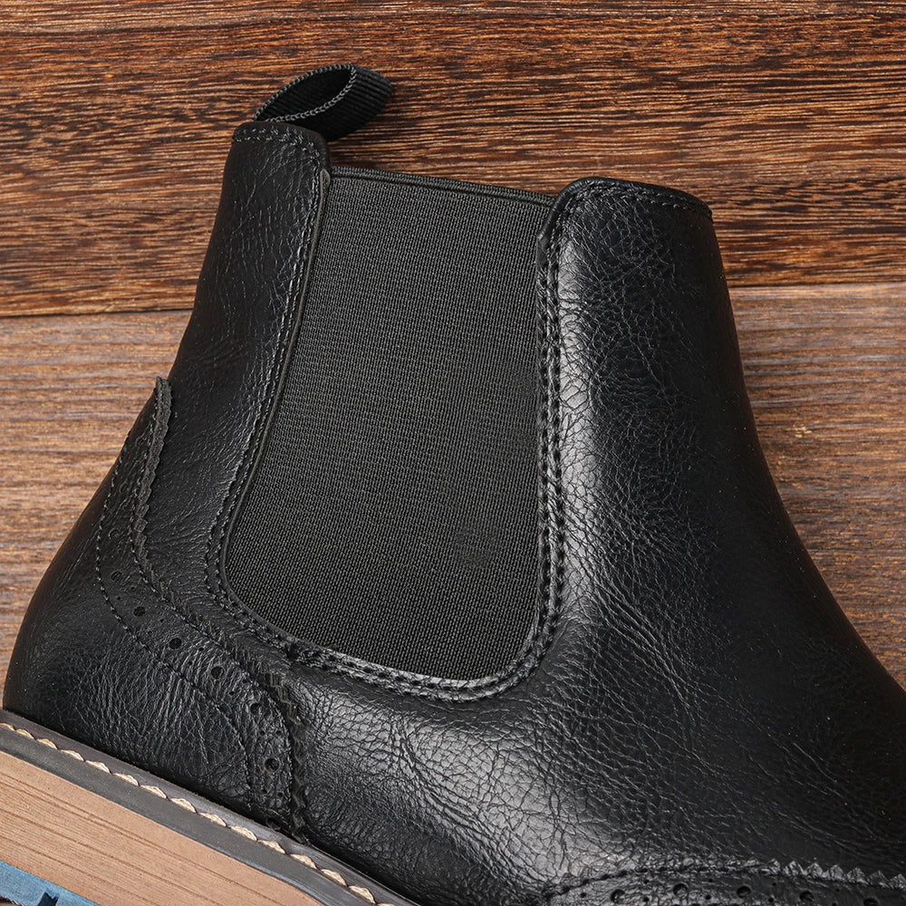 Hecrafted Chelsea Boots for Men Retro Comfortable Leather Ankle Boots