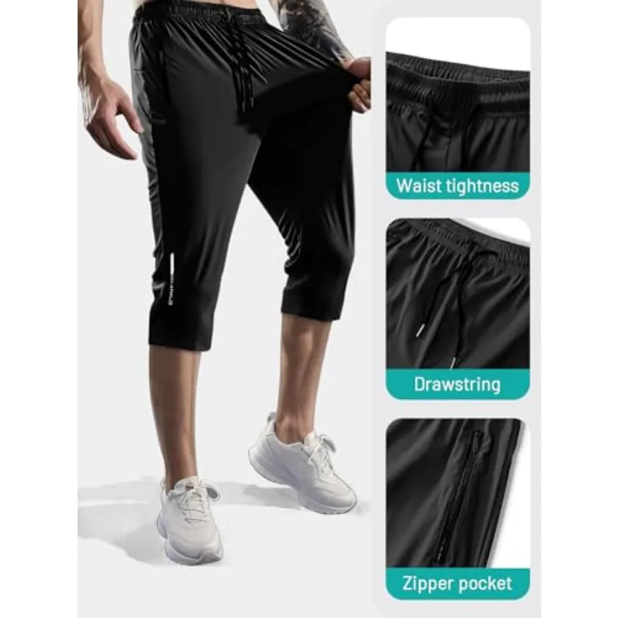 Womens Capri Joggers Quick Dry With Zipper Pockets