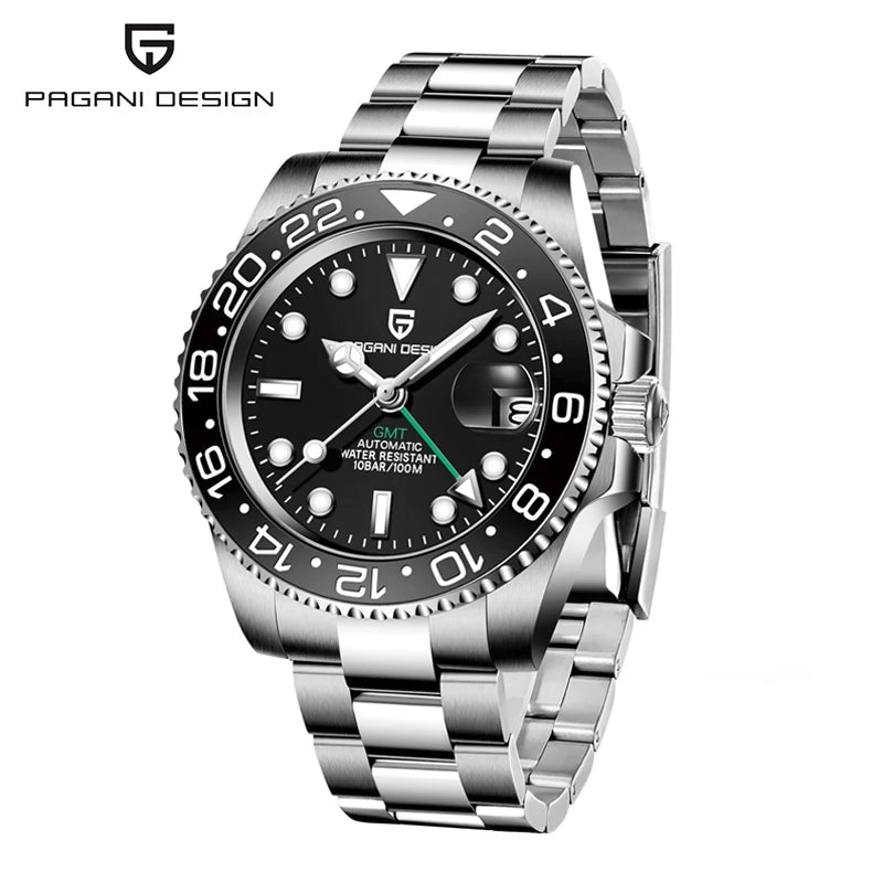 PAGANI DESIGN 40Mm GMT Mechanical Stainless Steel Watch