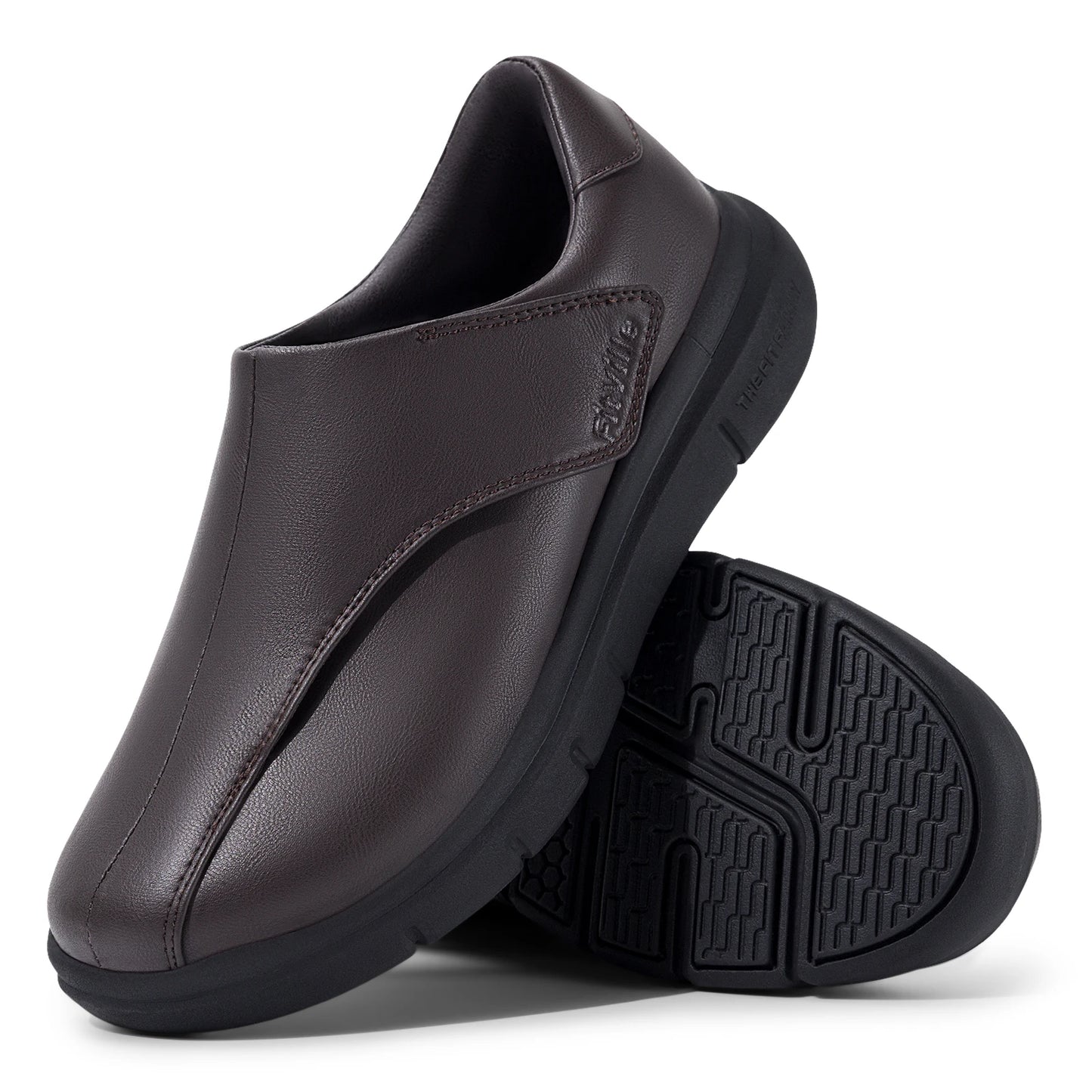 FitVille Diabetic Oxford Slip On Dress Shoes For Swollen Feet Adjustable Fit