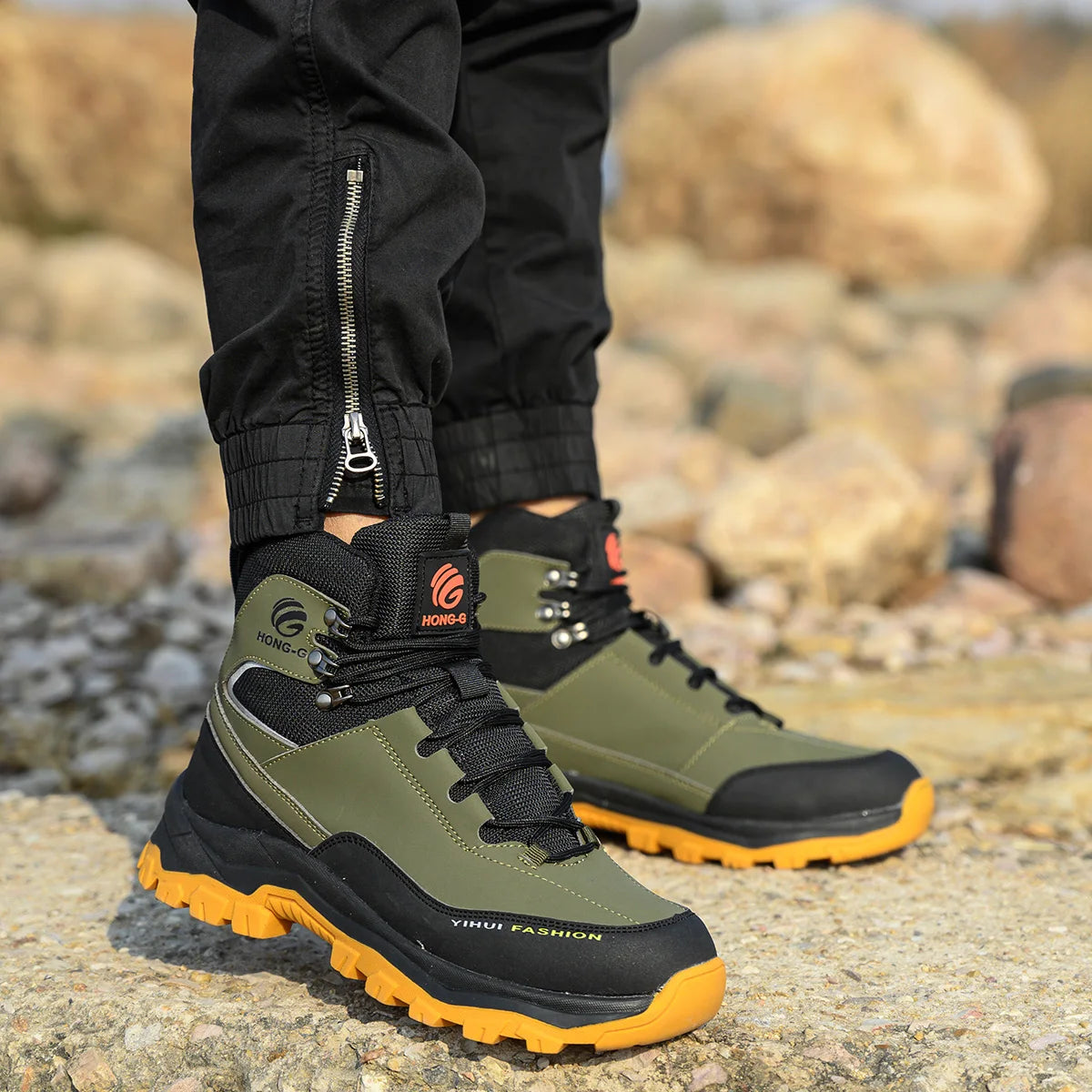 VEIGAR Leather Safety Shoes for Men Steel Toe Anti Puncture Boots