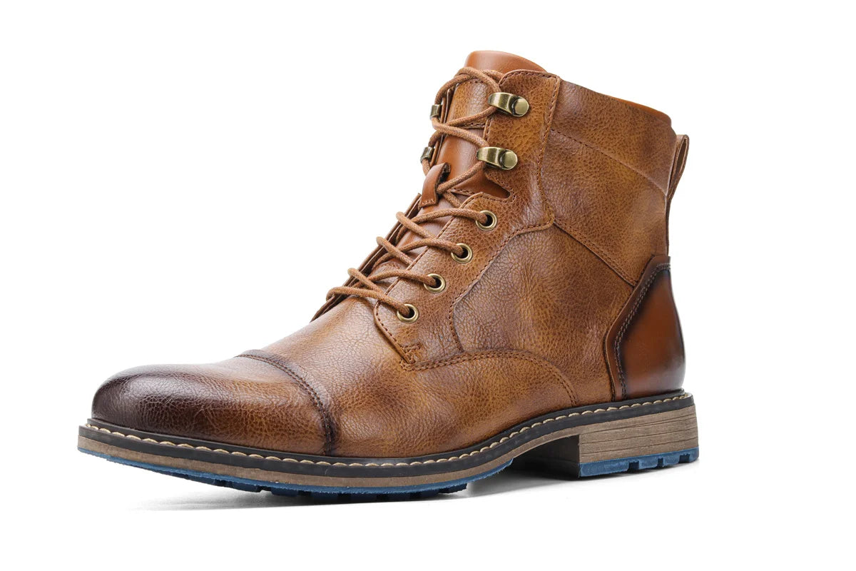 Hecrafted Classical Men Ankle Boots Zipper Leather Comfort