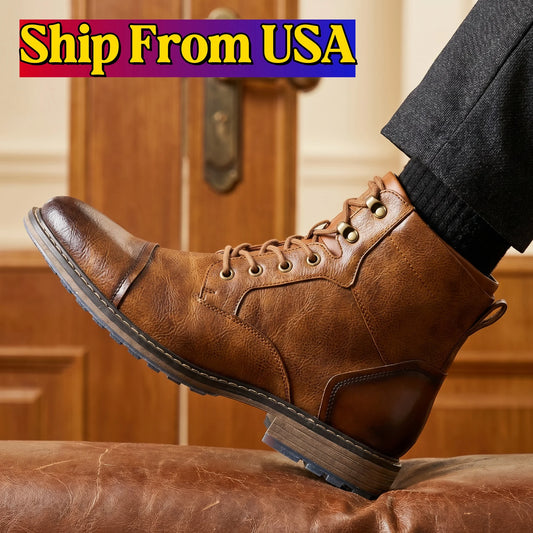 Men's Leather Zipper Ankle Boots Classic Fashion Comfortable Fit