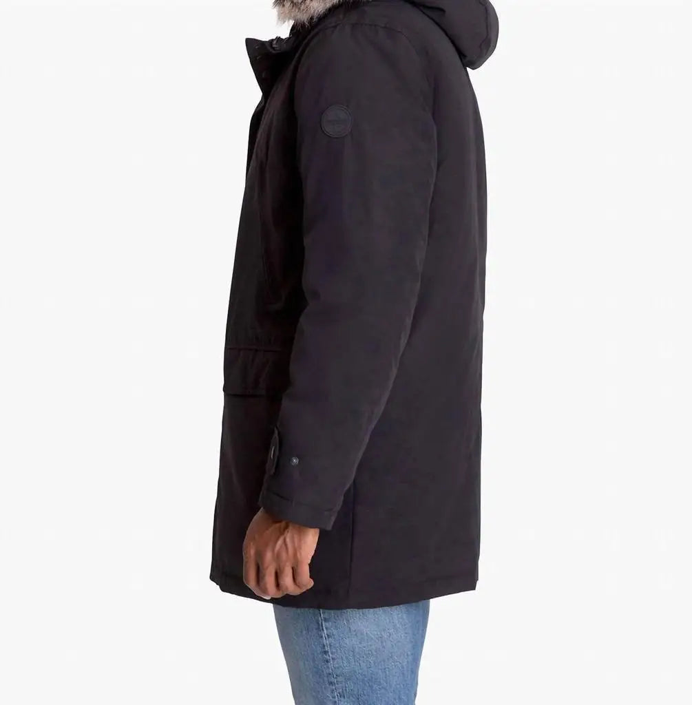 London Fog Men Artic Parka With Removable Faux Fur Trim