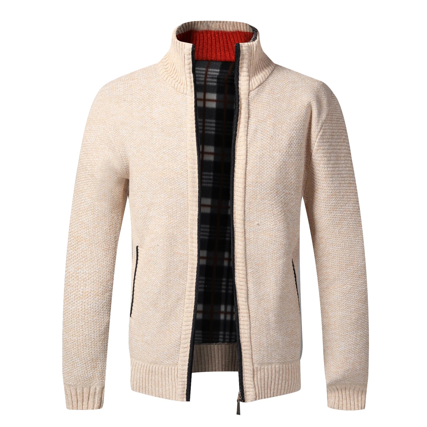 Men Fleece Cardigan Full Zip Knit Sweater Coat Autumn Winter