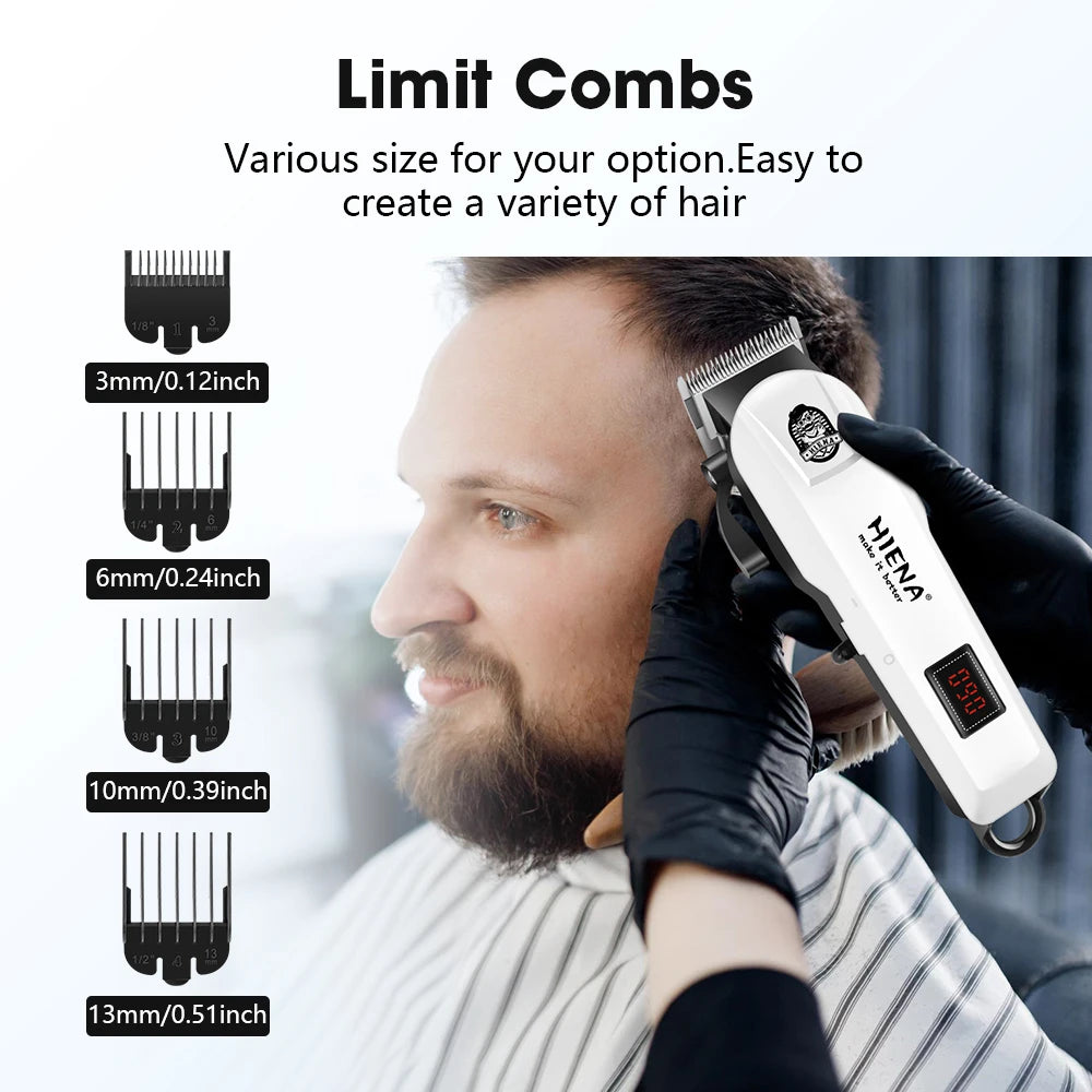 HIENA Pro Hair Clippers Kit Rechargeable Trimmer Set for Men