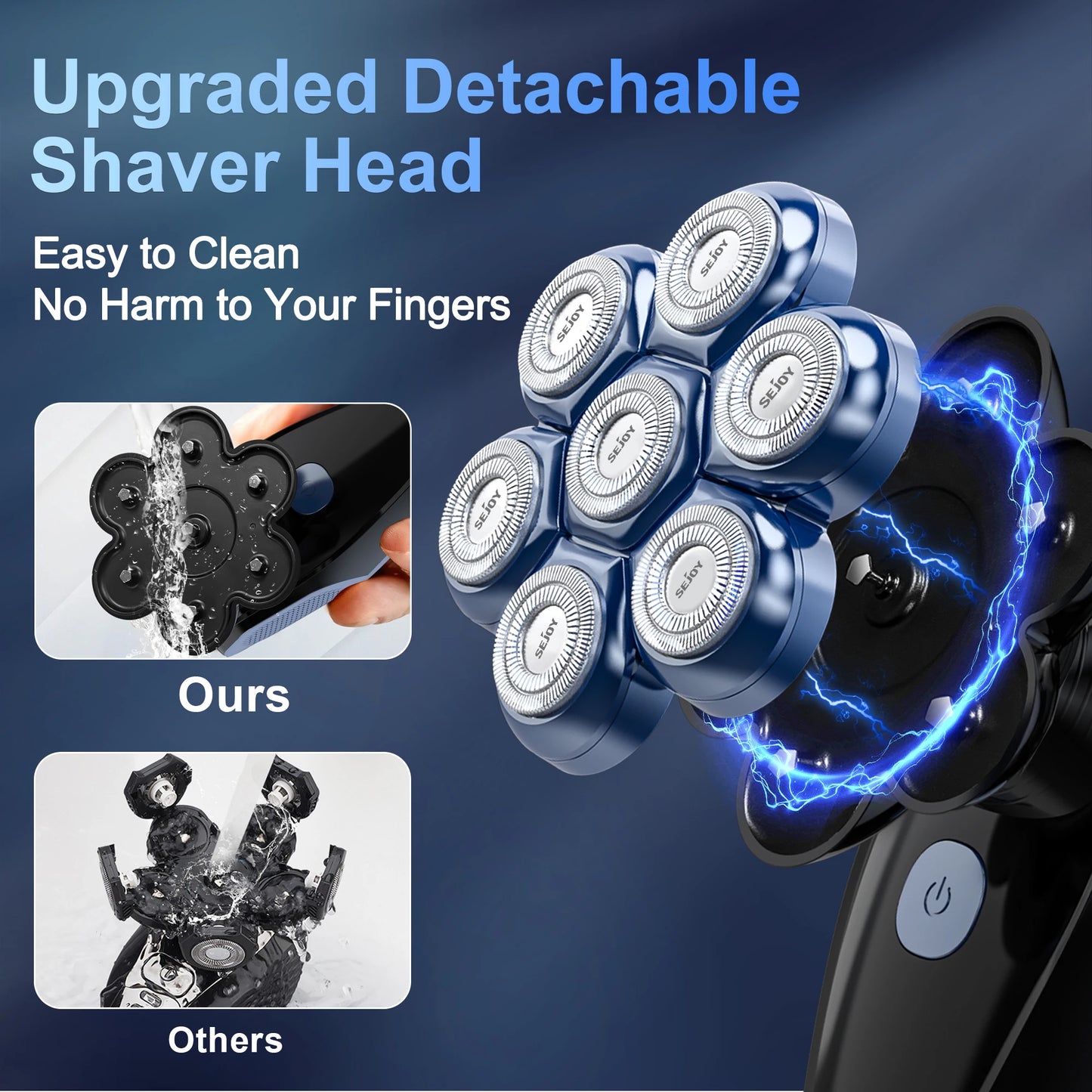 Sejoy 7D Six In One Head Shaver For Bald Men Waterproof Grooming Kit